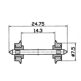 MOBAMÜ GmbH 40189 Radsatzpaar 7,5 mm (2 Stueck) Massstab: H0