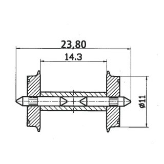 MOBAMÜ GmbH 40193 Radsatz 11 mm mit geteilter Achse Massstab: H0