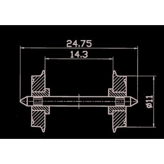 MOBAMÜ GmbH 40199 Radsatz 11 mm, beidseitig isoliert Massstab: H0