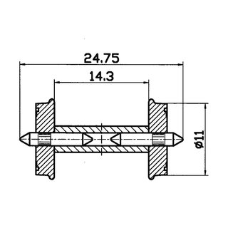 MOBAMÜ GmbH 40267 Radsatz RP25, geteilte Achse, 11 mm Massstab: H0