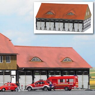 Busch 1451 Feuerwehr Fahrzeughalle H0 Spur