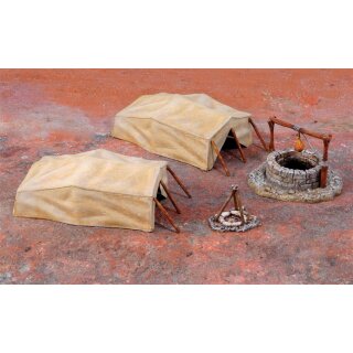 ITALERI 510006148 1:72 Wüstenzeltplatz, Brunnen und Zelte