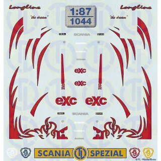TL Decals 1044 Scania "Longlinie" FH Decor in Rot Maßstab 1:87