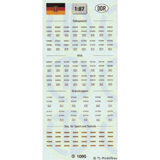 TL Decals 1095 Kfz. Kennzeichen DDR VP,VA,GST  Maßstab 1:87