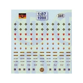 TL Decals 1098 Diverse DDR-Organe, ZV, GST, PO, Fahrsch. Maßstab 1:87