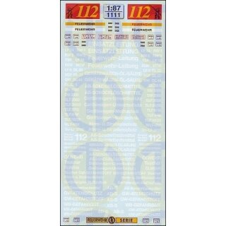 TL Decals 1111 Feuerwehr-Decal-Bogen III  Maßstab 1:87