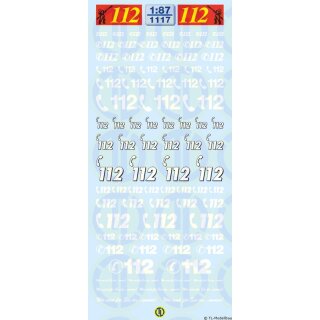 TL Decals 1117 Notrufnummern 112 - weiß Maßstab 1:87
