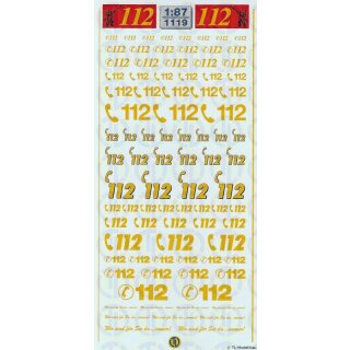 TL Decals 1119  Notrufnummern 112 - gelb Maßstab 1:87
