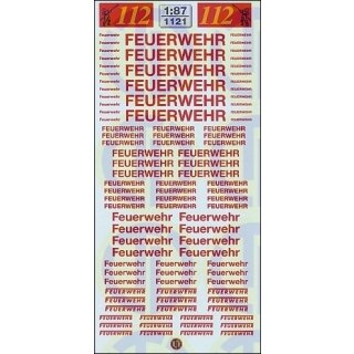 TL Decals 1121 Feuerwehr-Schriftzüge - Rot Maßstab 1:87