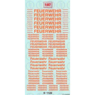 TL Decals 1122 Feuerwehr-Schriftzüge - Leuchtrot Maßstab 1:87