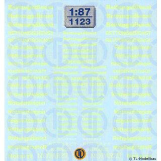 TL Decals 1123 Rettungsdienst Beschriftung, leuchtgelb Maßstab 1:87