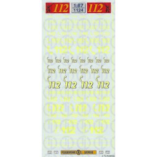 TL Decals 1124 Notrufnummer "112"  Leuchtgelb Maßstab 1:87