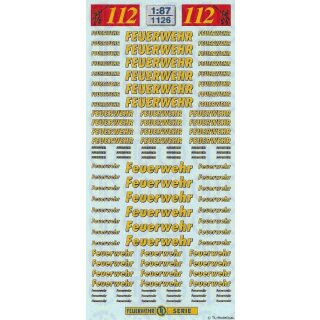 TL Decals 1126 Feuerwehr Schriftzüge, gelb Rand schwarz Maßstab 1:87