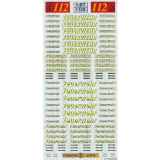 TL Decals 1128 Feuerwehr-Schriftzüge Leuchtgelb/schwarzer Rand Maßstab 1:87