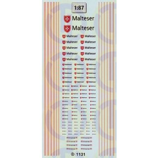 TL Decals 1131 Malteser Decalbogen  geänderte Auflage Maßstab 1:87