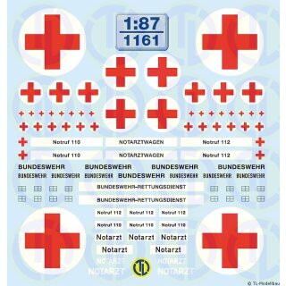TL Decals 1161 BW - Krankentransport Beschriftungen Maßstab 1:87