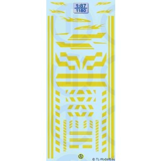 TL Decals 1180 Dekore - für Einsatzfahrzeuge, Leuchtgelb Maßstab 1:87