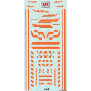 TL Decals 1182 Dekore für Einsatzfahrzeuge, Leuchtrot Maßstab 1:87