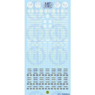 TL Decals 1191 THW-Decalbogen - Weiss Maßstab 1:87