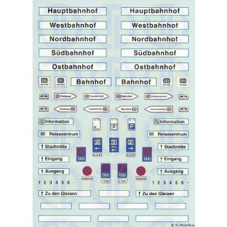 TL Decals 1753 Bahnhof DB Schilder m. blauen Rand Maßstab 1:87