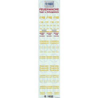 TL Decals 1932 Feuerwehr Decalbogen Maßstab 1:160