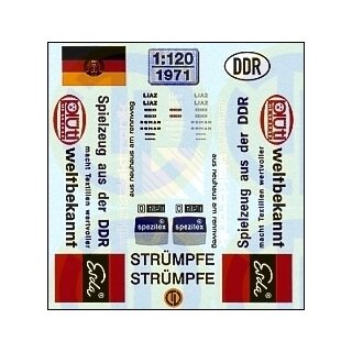 TL Decals Lkw-Werbe-Beschriftungen »DDR«  Maßstab 1:120
