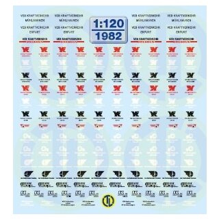 TL Decals Dach- und Türbeschriftungen für DDR-Lkws  Maßstab 1:120