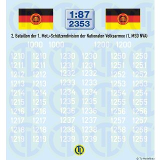 TL Decals Taktische Nummern 2. Bataillon  Maßstab 1:87