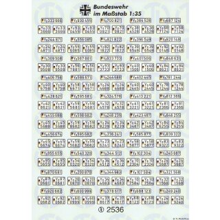 TL Decals 2536 BW Y Kfz-Kennzeichen lang und kurz Maßstab 1:35