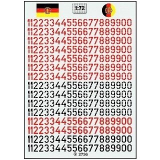 TL Decals 2736 Taktische Nummern der NVA-LSK, schwarz/rot Maßstab 1:72