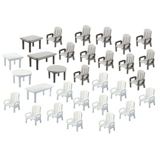 Faller 272441 24 Gartenstühle und 6 Tische Maßstab: N